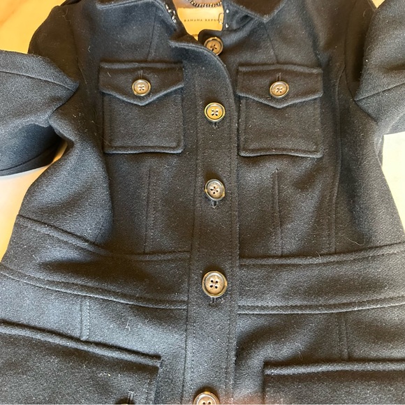 Banana Republic Black Wool Blend Military Trench Classic Peacoat - Size XS - Picture 11 of 15